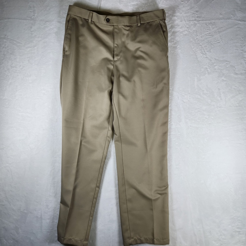 IZOD Golf Classic Men's Khaki Pants 36x32 Flat Front Performance